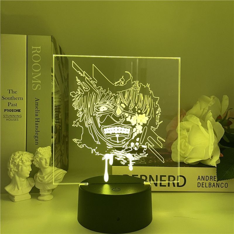 Luz Noturna Led 3D Tokyo Ghoul Kaneki Ken Com Mudança De Cor