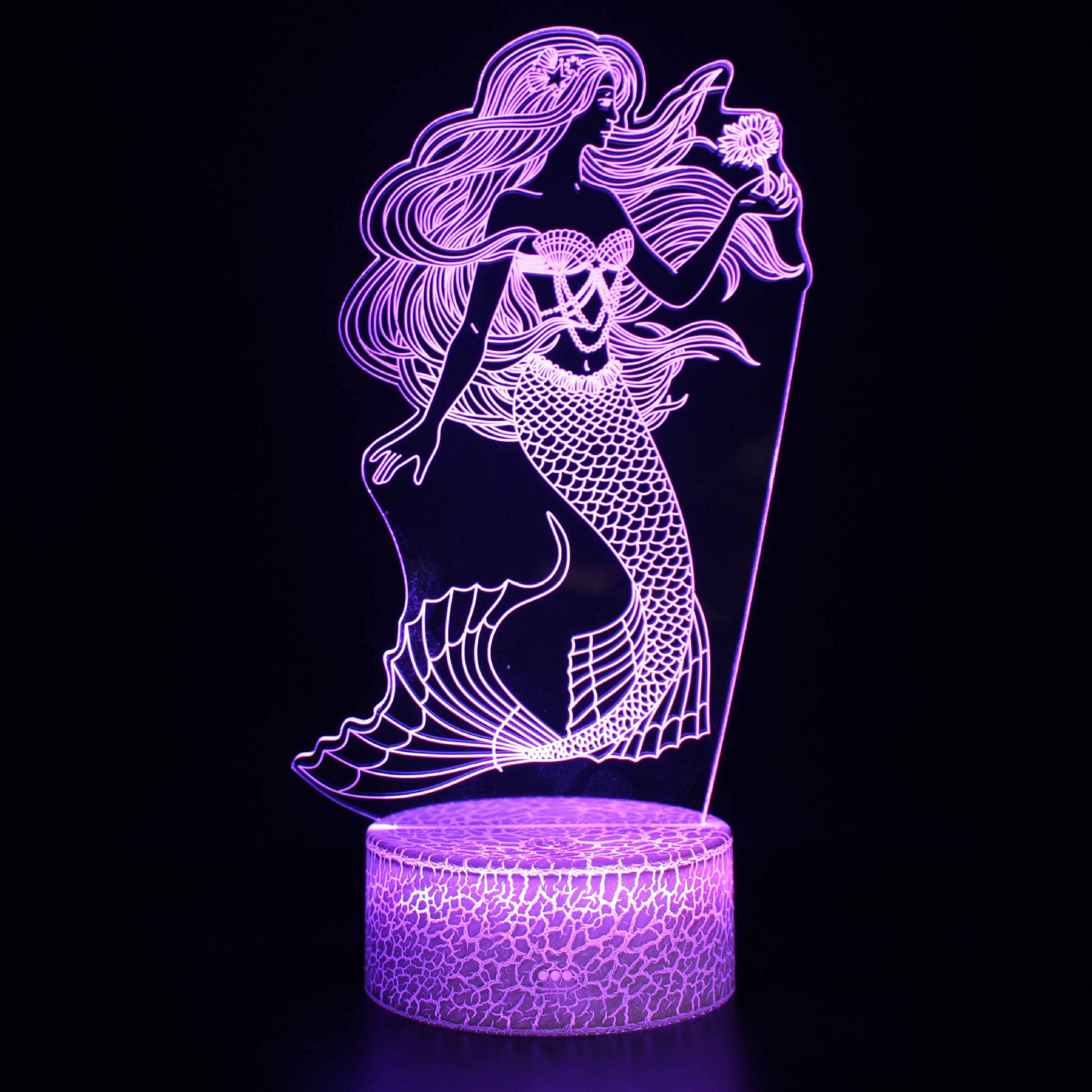 Mudança De Cor Led 3d Night Light Mermaids Para Crianças