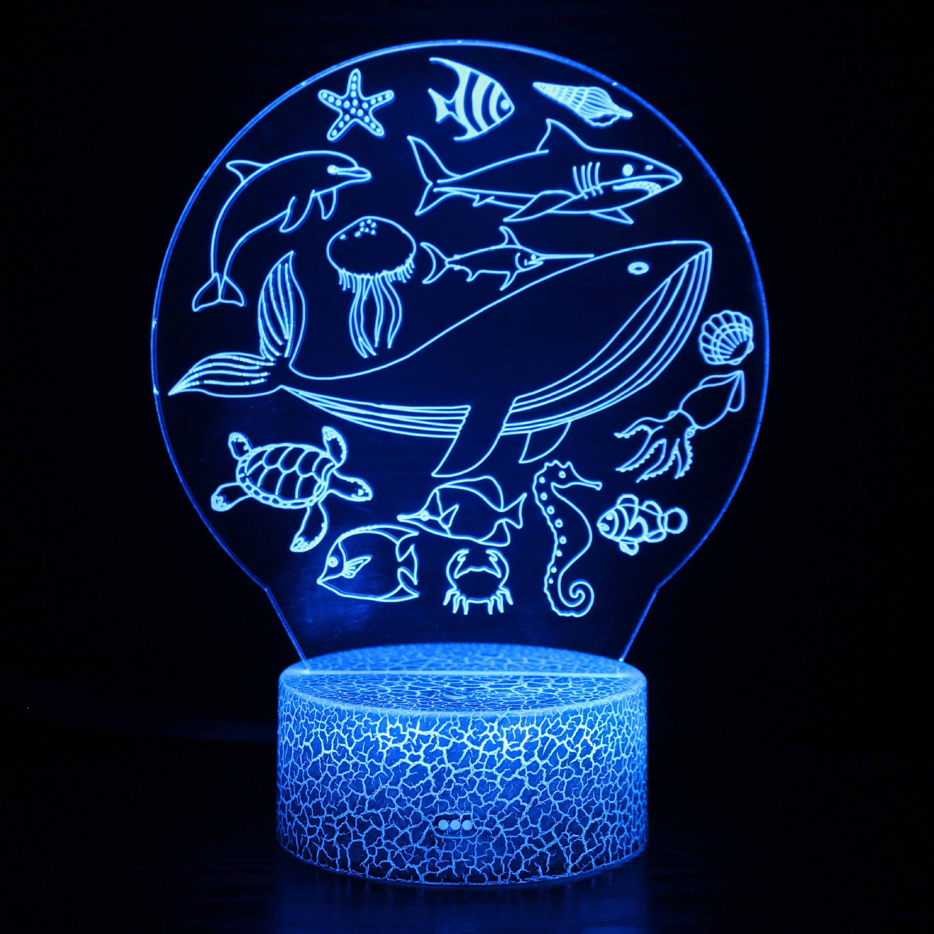 Luz Noturna Underseas Worlds Fishs Led 3d Que Muda De Cor
