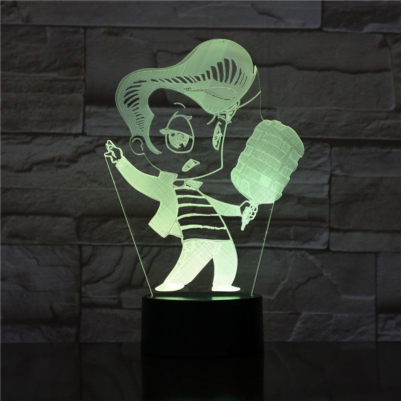Luz Noturna Elvis 3d Led Que Muda De Cor Para Crianças Com Base