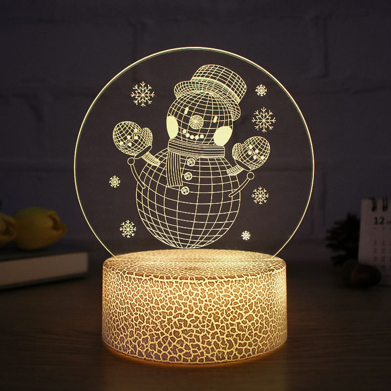 Night Light Christmas Snowman 3d Led Que Muda De Cor Para Crianças