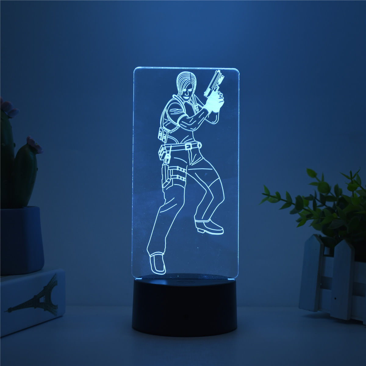 Luz Noturna Led 3d Resident Evil Leon Scott Kennedy