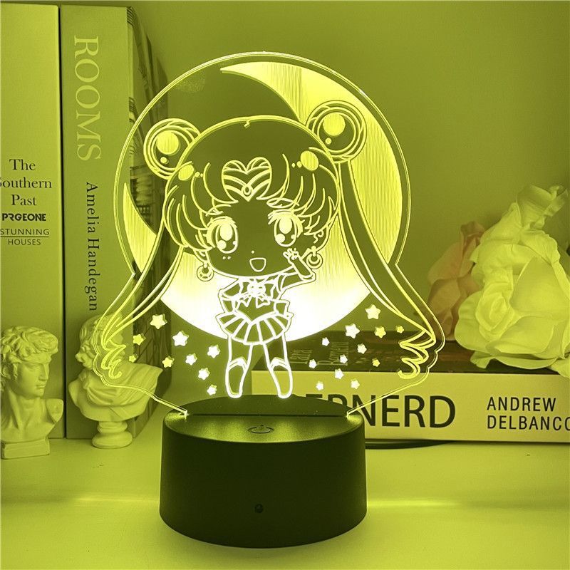 Luz Noturna Led 3d Sailor Moon Que Muda De Cor Para Crianças