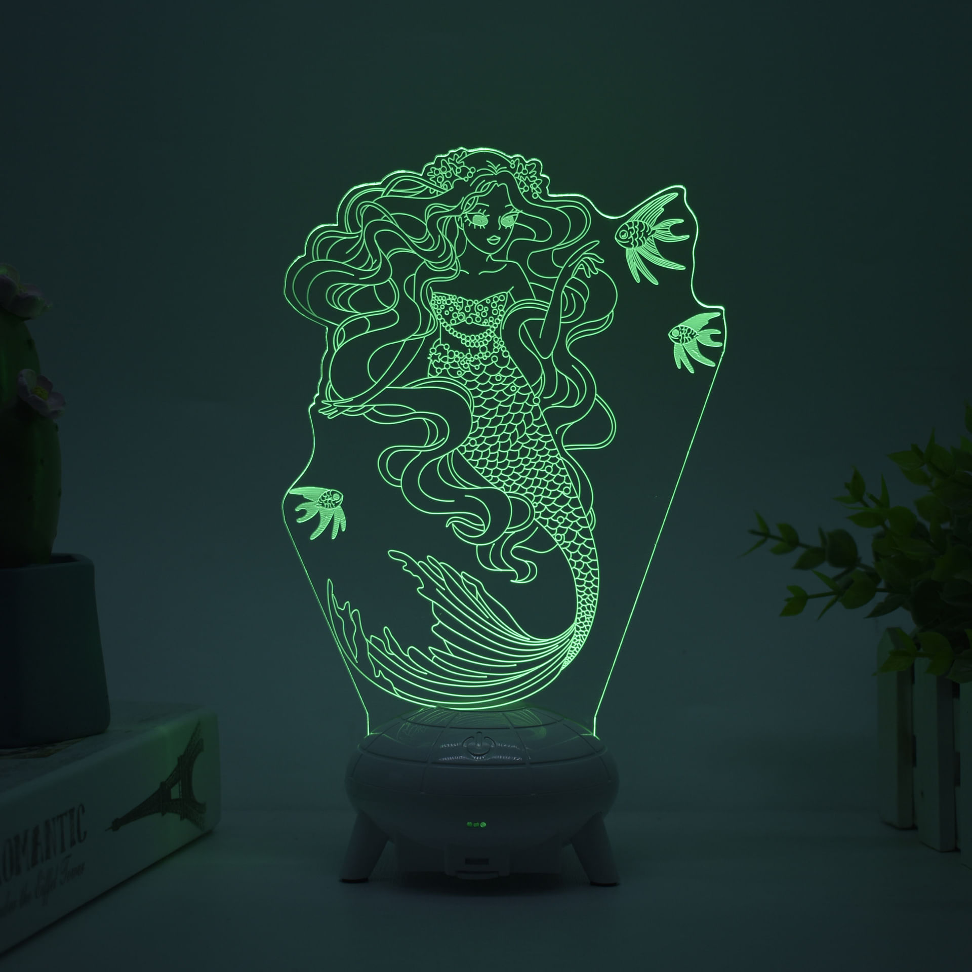 Mudança De Cor Led 3d Night Light Mermaids Para Crianças