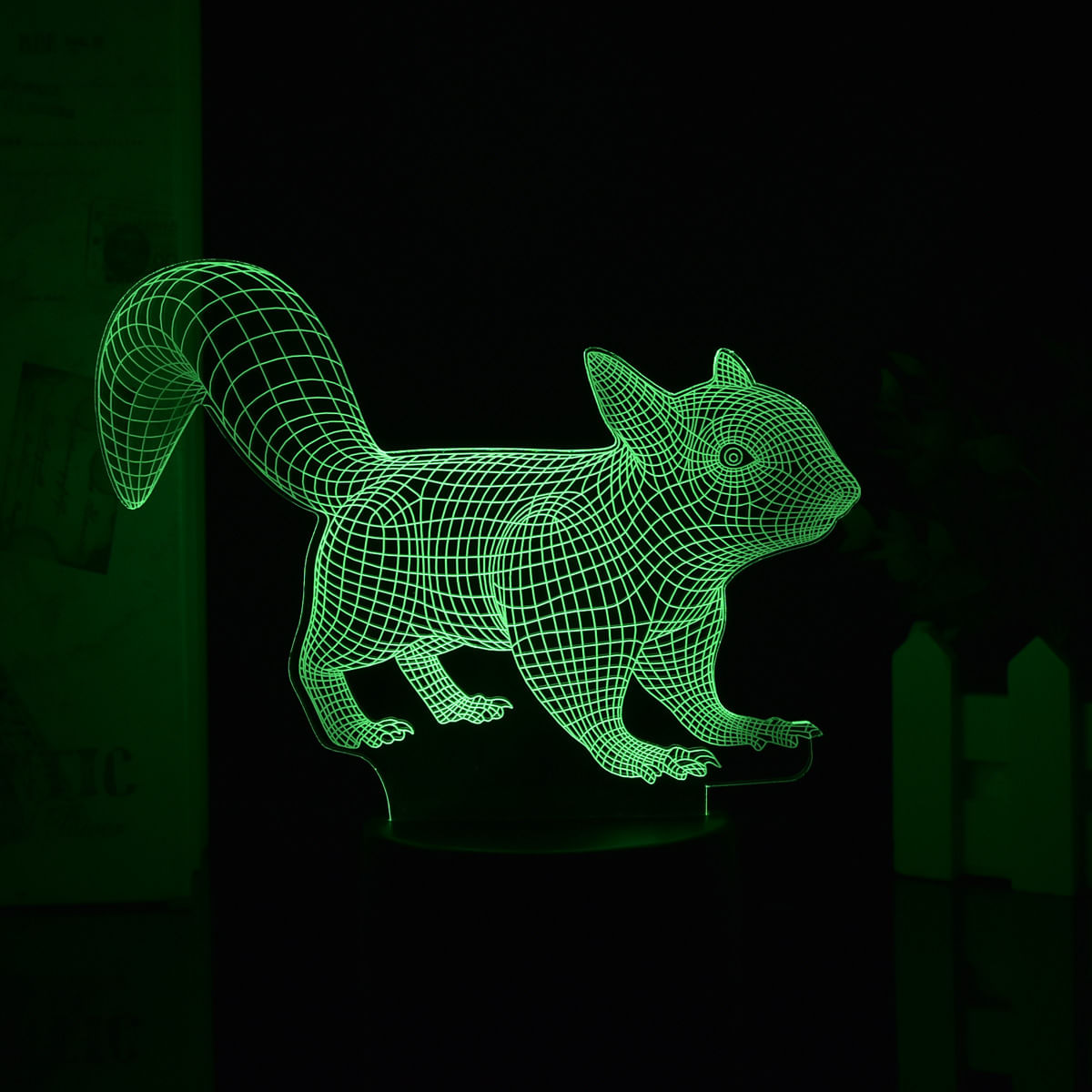 Mudança De Cor Led 3d Night Light Squirrels Para Crianças