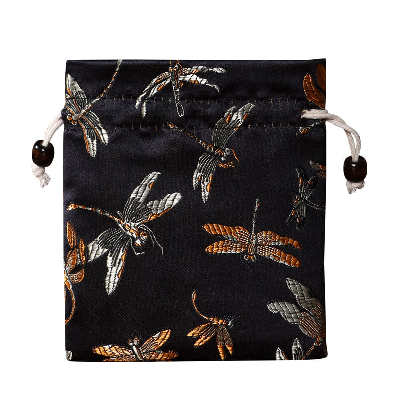 Saco De Presente Dragonfly Brocade Com Forro De Veludo 13 X 15 Cm