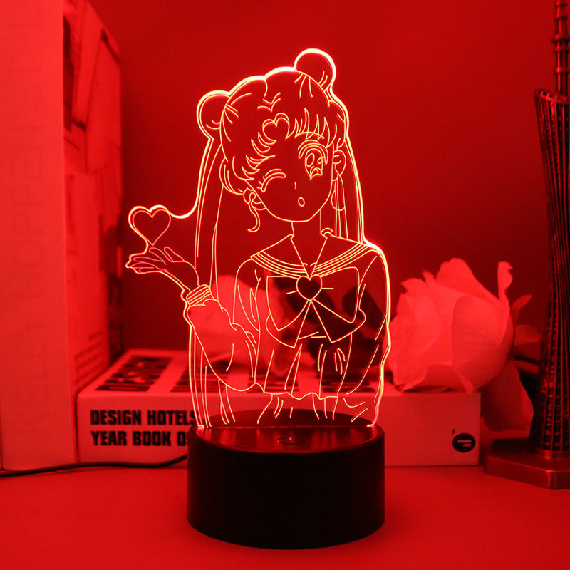 Luz Noturna Led 3d Sailor Moon Que Muda De Cor Para Crianças