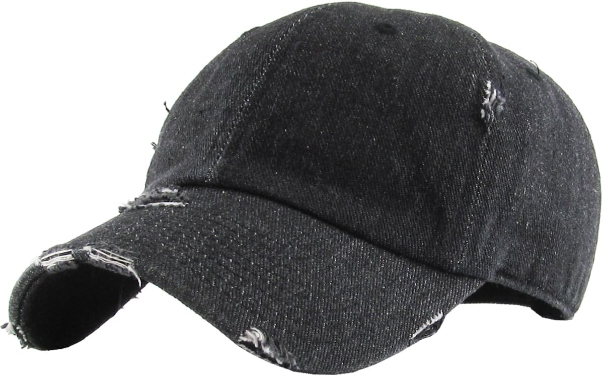 Gorra De Mezclilla Negra Vintage Desgastada Kbethos Kbe
