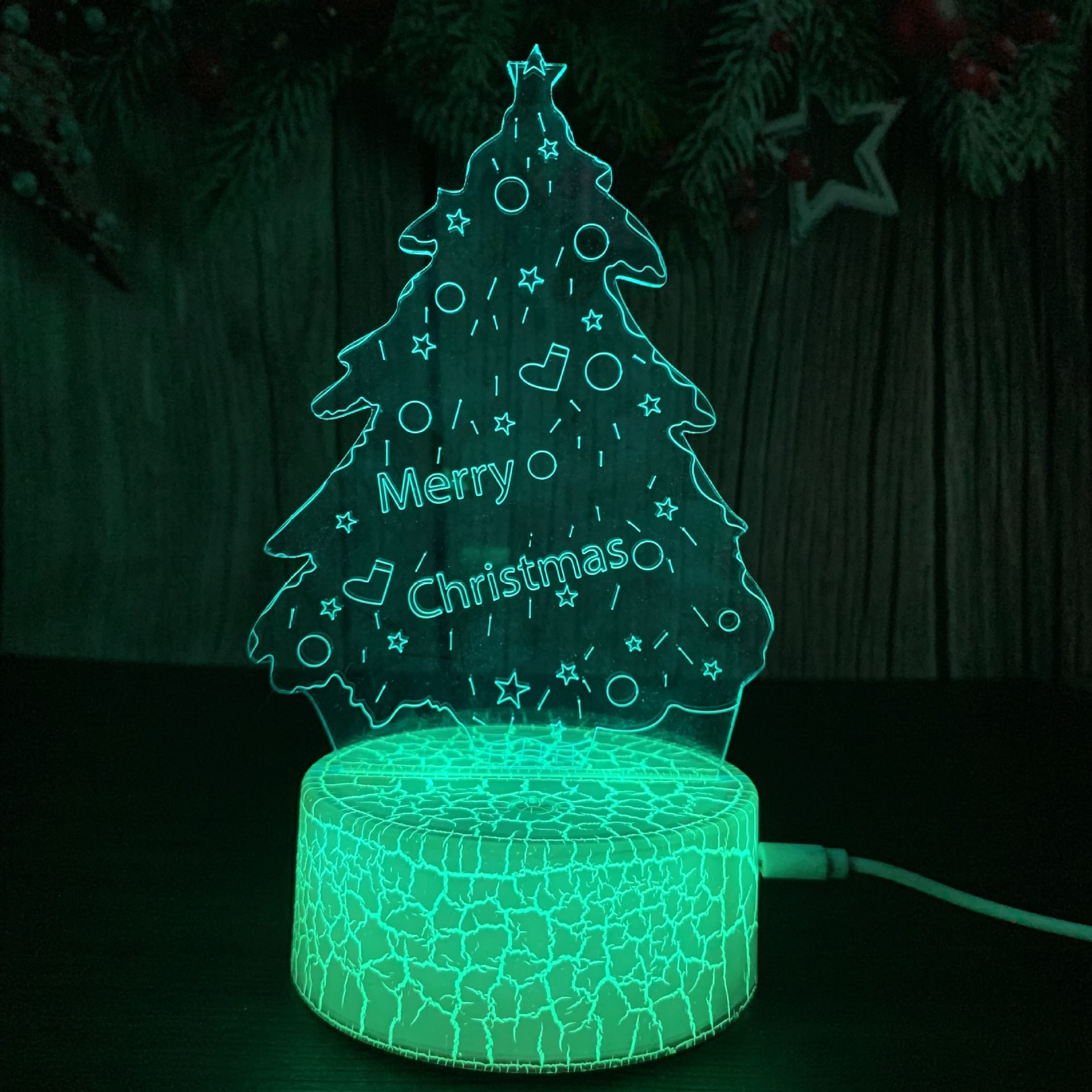 Árvores De Natal Led 3d Com Luz Noturna Que Mudam De Cor Para Crianças