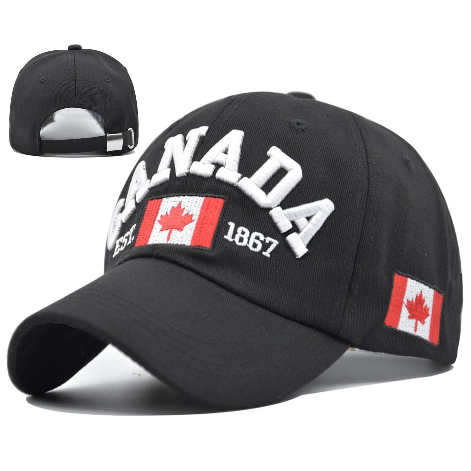 Gorra Facite Canadá Ajustable De Algodón Con Hoja De Arce Bordada