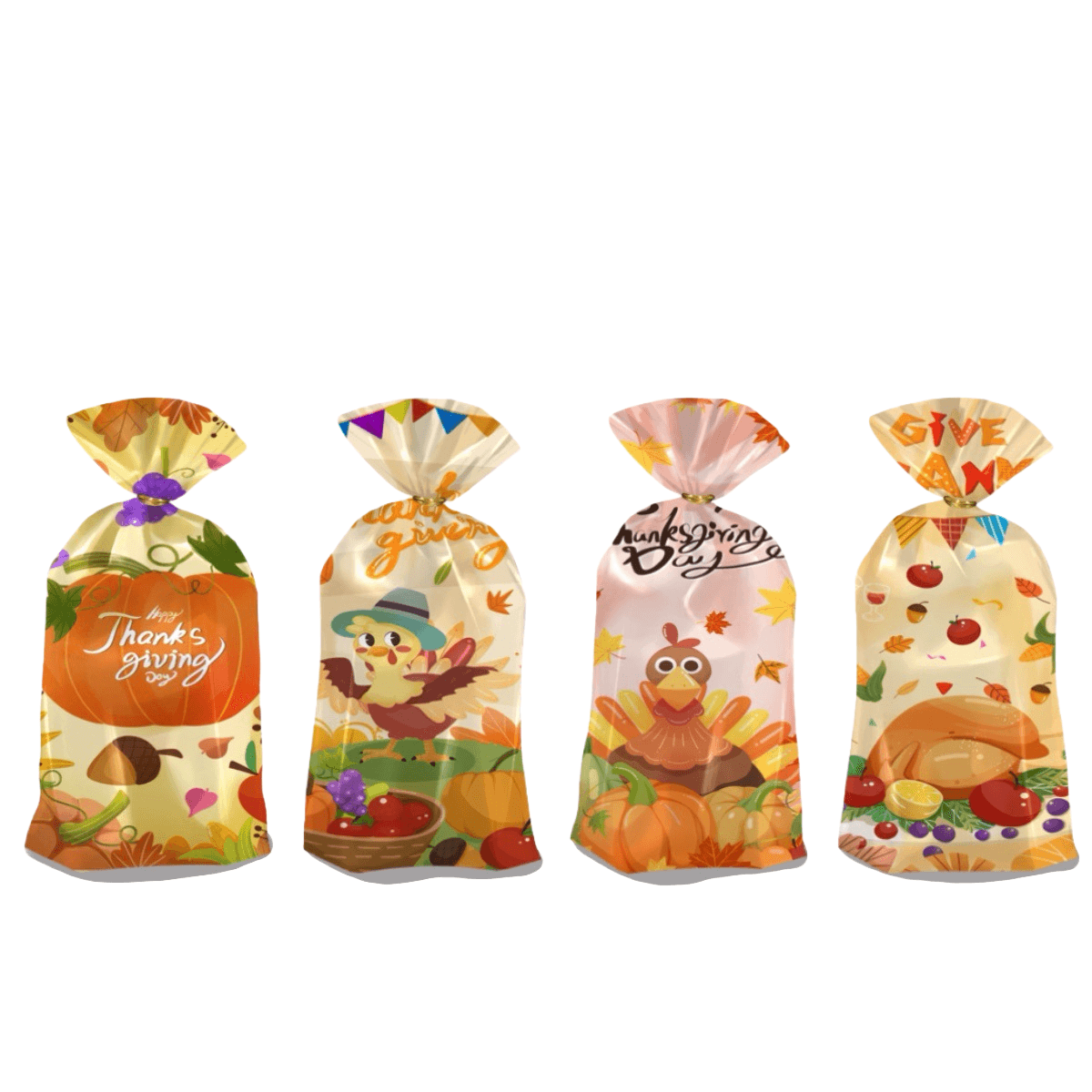 Saco De Presente De Ação De Graças, Autumn Candy Treat, 50 Unidades 12,5 X 27,5 Cm