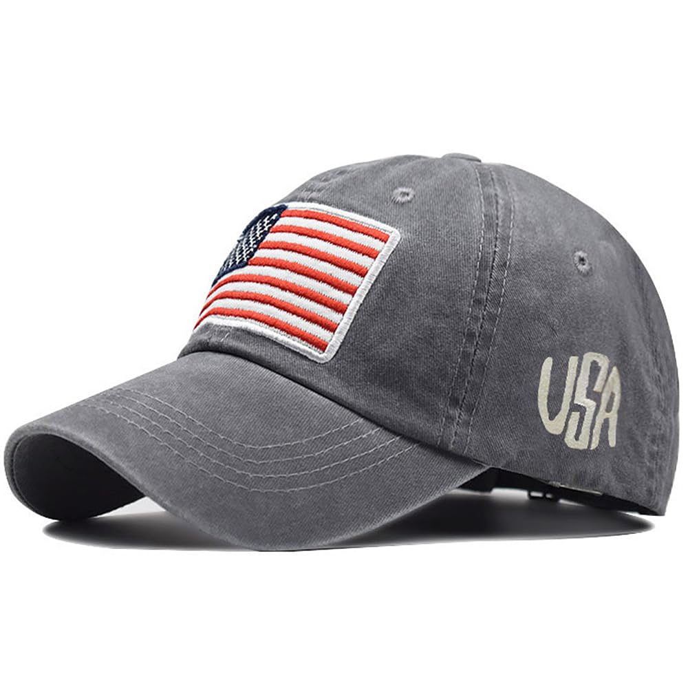 Gorra De Béisbol Ajustable De Algodón Con Bandera De Ee.uu. Bordada Ptduabenlu