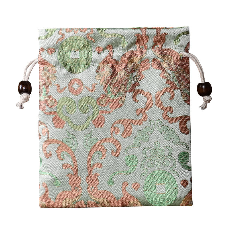 Bolsa De Presente De Brocado Com Cordão Grande Com Forro Macio De 13 X 15 Cm