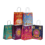 Sacos De Presente Indian Festival Kraft Paper, Pacote Com 12, 21x15x8cm