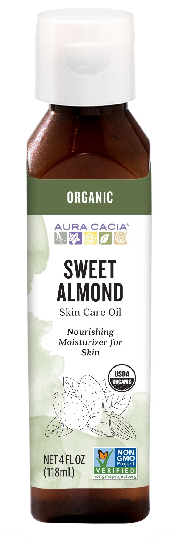 Óleo Aura Cacia De Amêndoa Doce Orgânico 118 Ml (4 Fl. Oz)