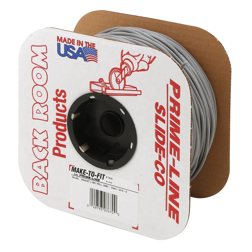 Tela Spline Prime-Line P 7670, 0,155 Polegadas, Rolo De 152 M, Cinza