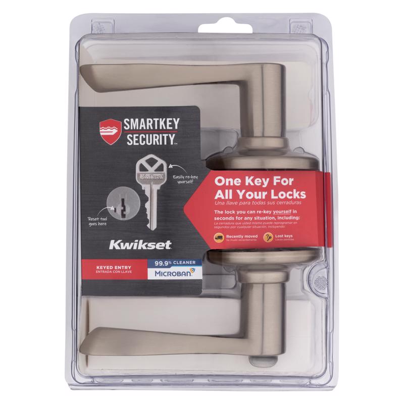 Alavanca De Porta Kwikset Smartkey Security Wave Satin Nickel