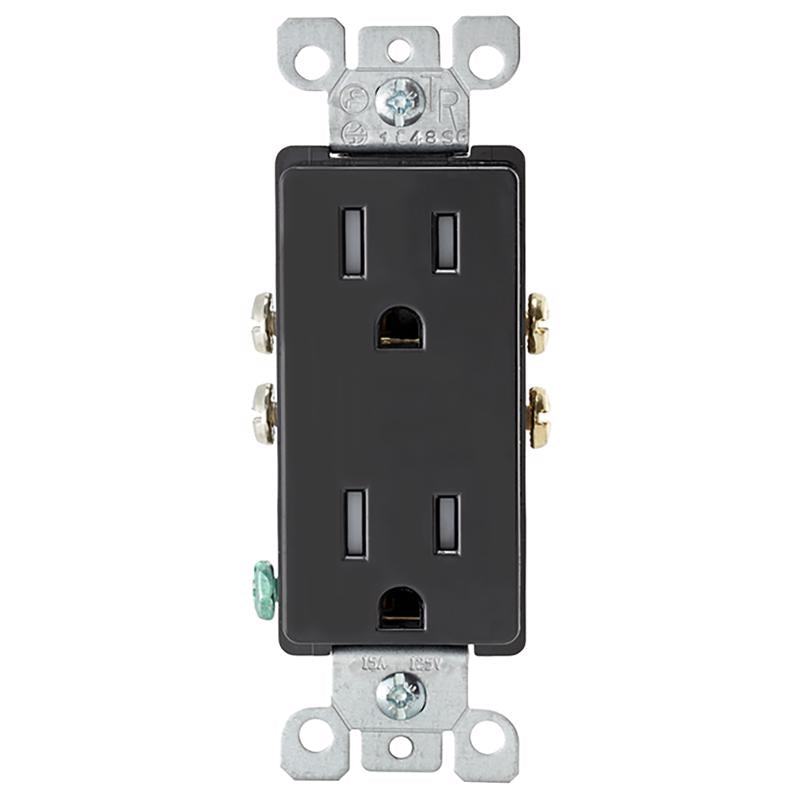 Outlet Leviton Decora 15a 125v Duplex Preto, 1 Pacote [t5325-00e]