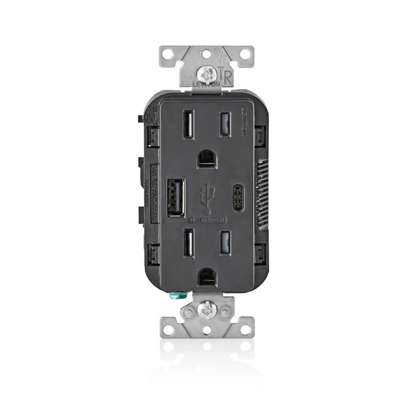 Outlet Leviton Decora Type A/C Duplex 15A 125V Com Carregador USB