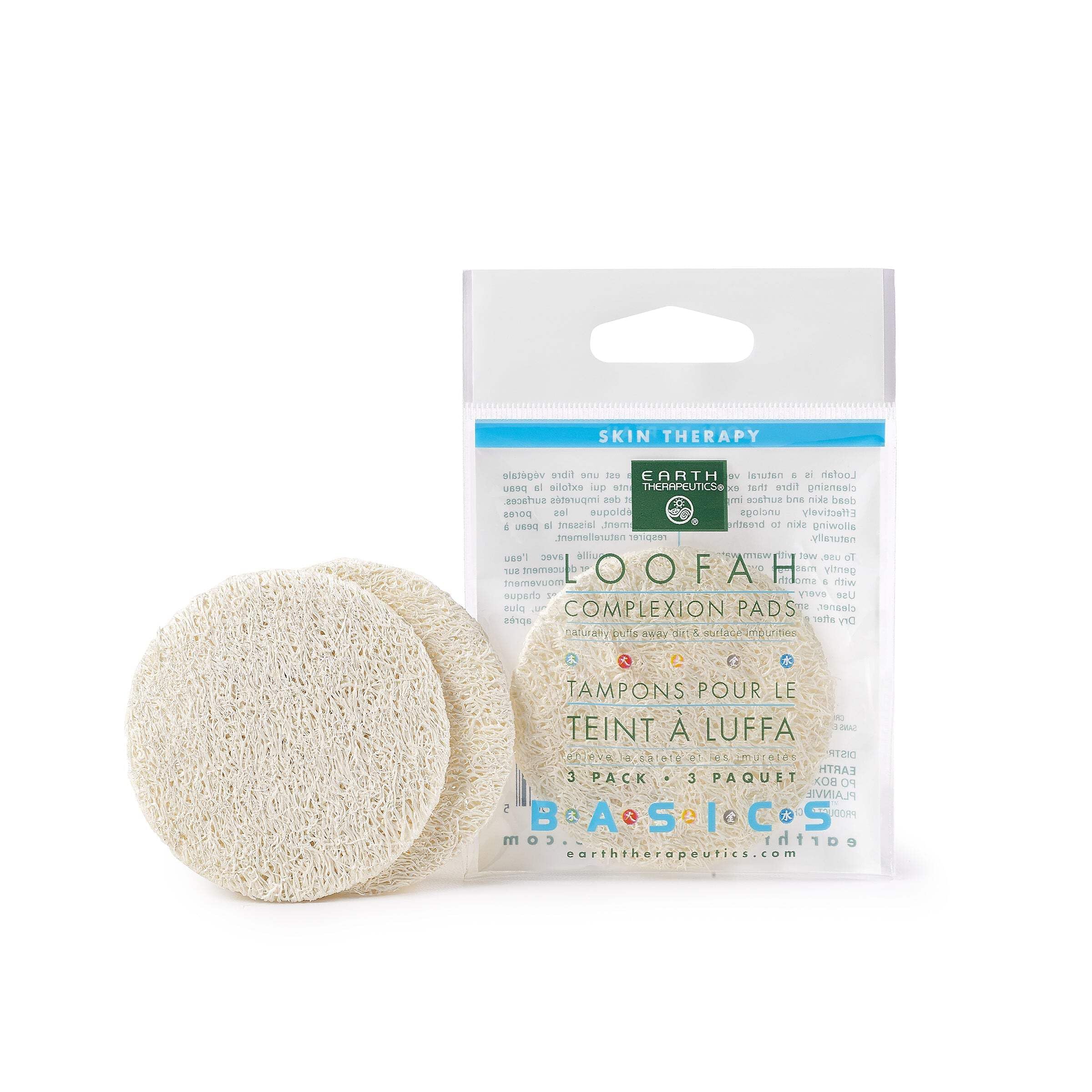 Loofah Complexion Discs Earth Therapeutics, Pacote Com 3