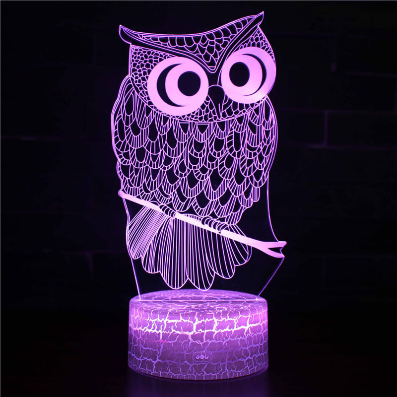 Candeeiro De Mesa 3D Owl Eagle Bird Lâmpada Estereoscópica Visual Usb
