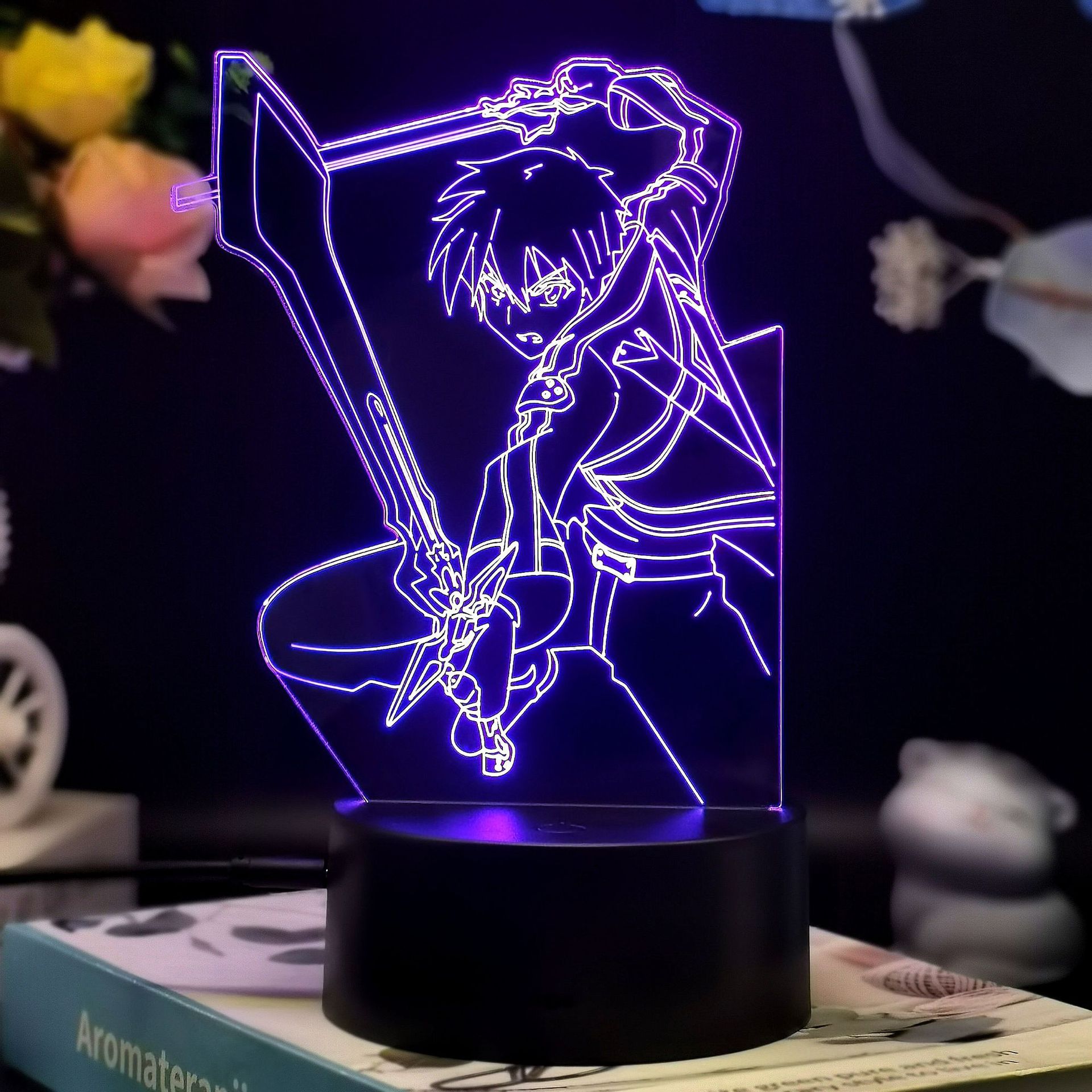 3d Night Light Anime Swords Art Online Kirito Asuna Figure
