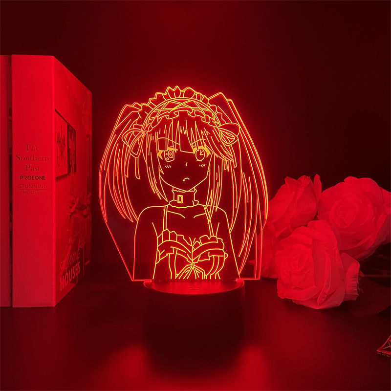 Night Light Usb Date, Uma Figura De Anime Kurumi Tokisaki Ao Vivo