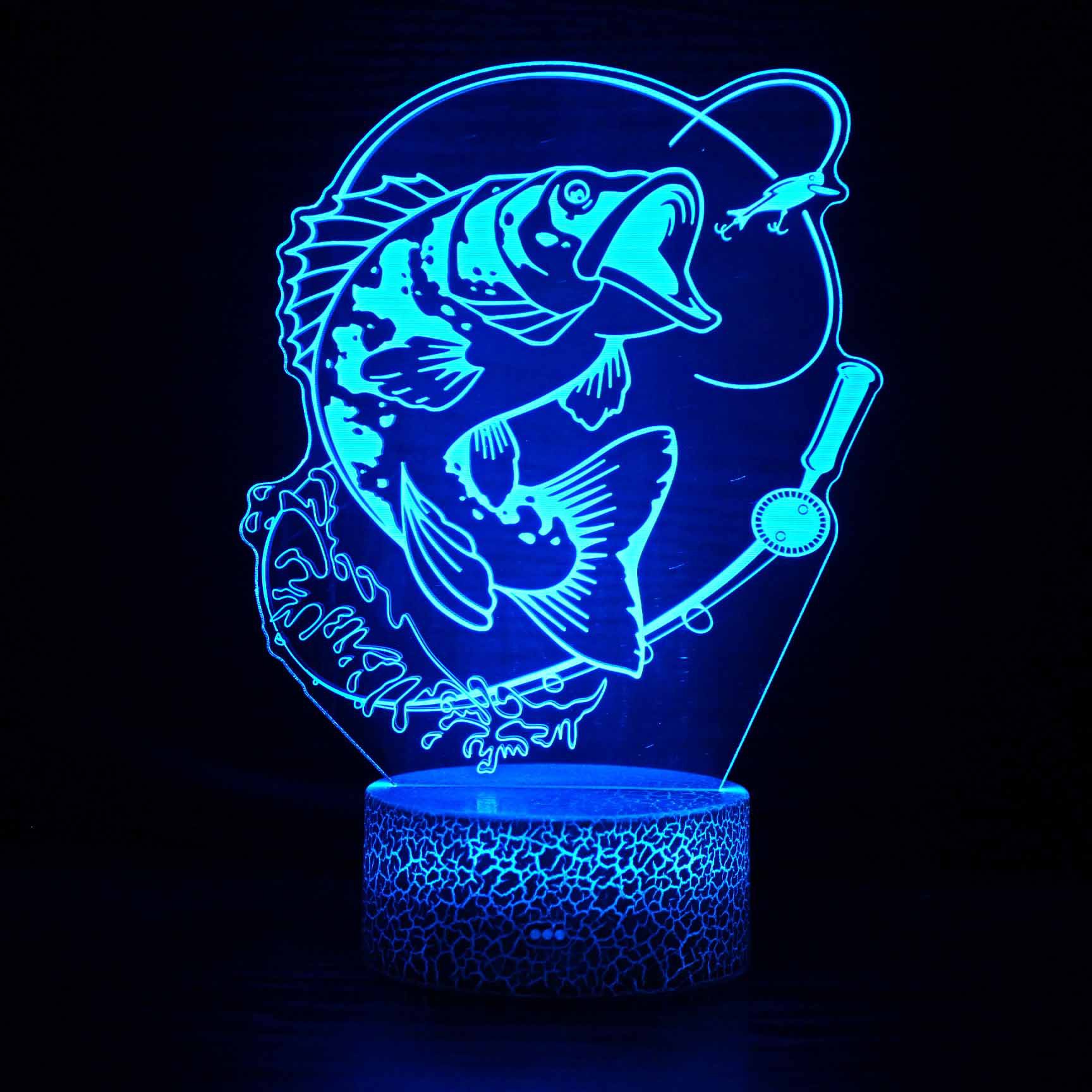 Candeeiro De Mesa Fishing Goldfish 3d Led Colorful Touch Remote