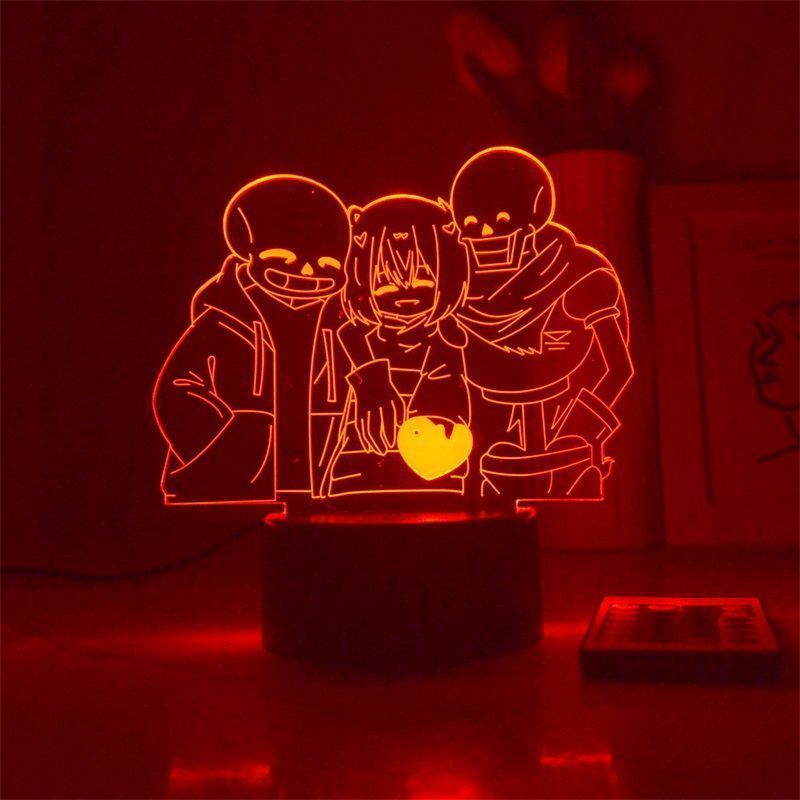 Jogo Night Light 3D Undertale Sans Com Base Em Acrílico E Abs