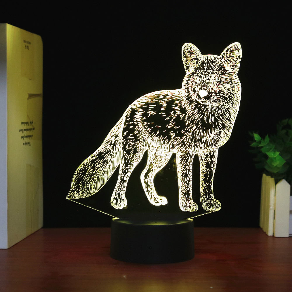 Night Light Wolf 11 Colorido 3d De 16 Cores Recarregável