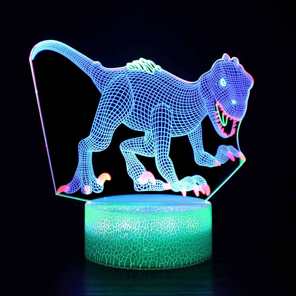 Candeeiro De Mesa Dinosaur 3D Led Tri-Color Touch 5V Acrílico