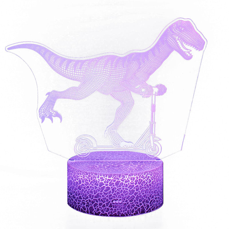 Candeeiro De Mesa 3D Dinosaur Colorful Led Touch Control