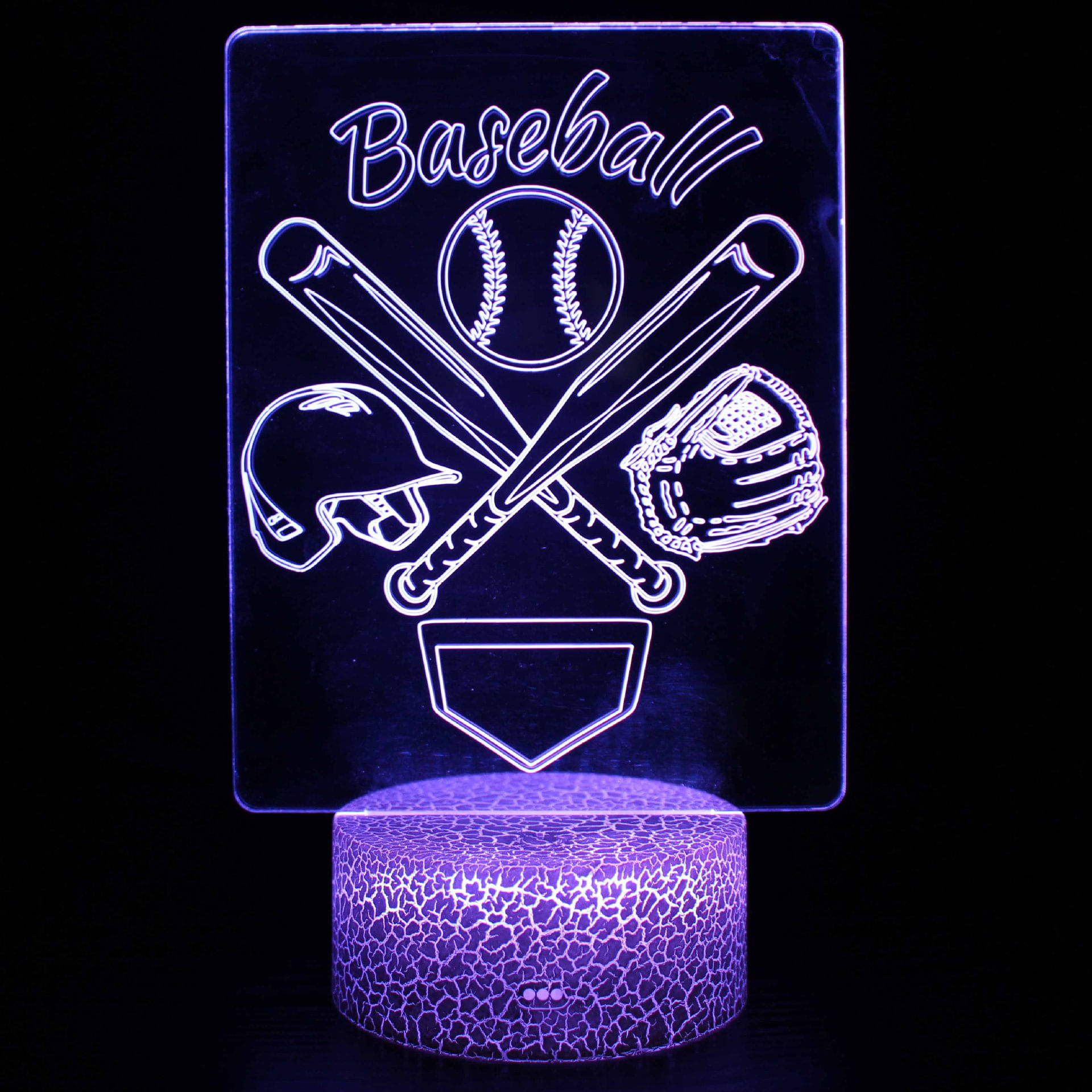 Candeeiro De Mesa Led Night Light 3d Baseball Player Para Crianças