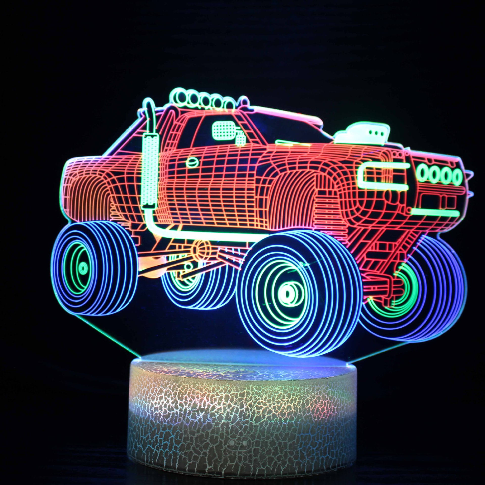 Candeeiro De Mesa 3D Car Led Touch Timer Control Remote Control Tricolor