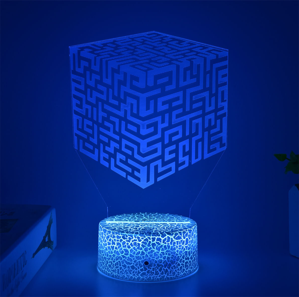 Jogo 3D Night Light Cube Shape Creative Geometric Para Crianças