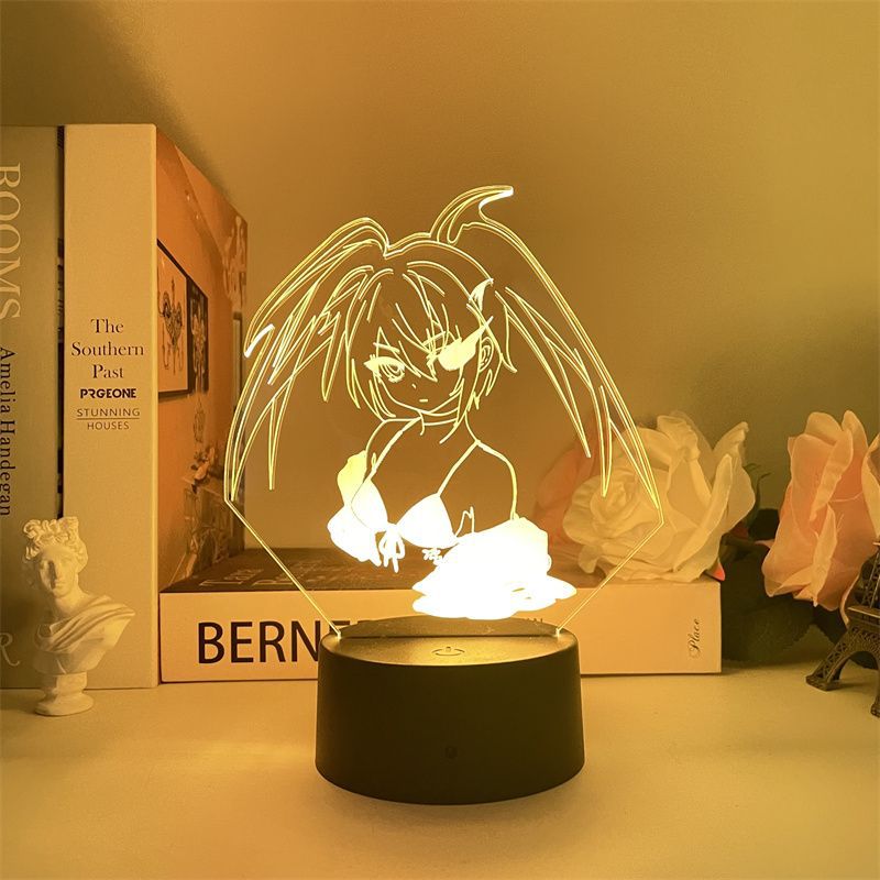Anime Night Light Usb Black Rock Shooter Com Ilusão 3d