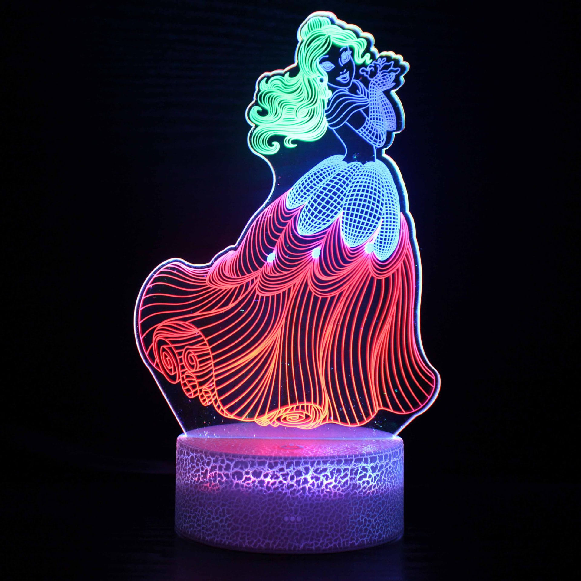 Candeeiro De Mesa 3D Led Touch Remote Control Tri-color Dynamic