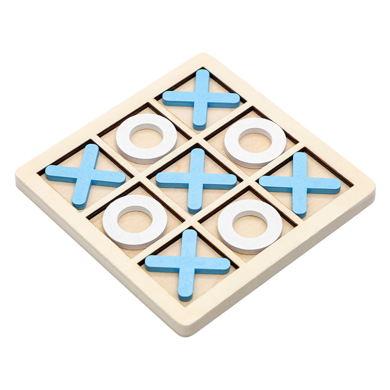 Jogo Tic-tac-toe Wooden Xo Para Crianças Brinquedo Educativo Azul