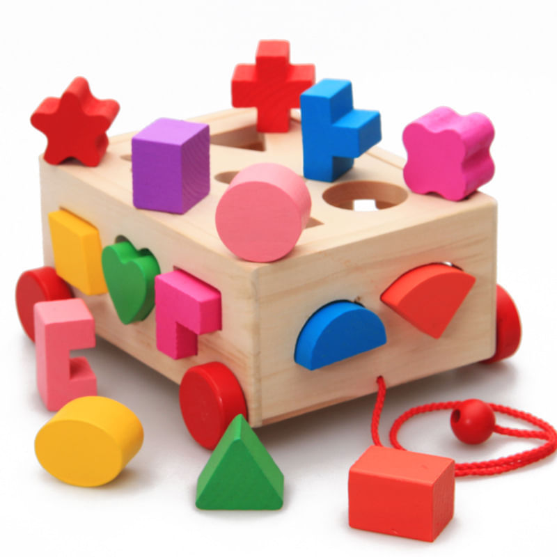 Brinquedo De Aprendizagem Precoce Do Pull-along Shape Matching Puzzle