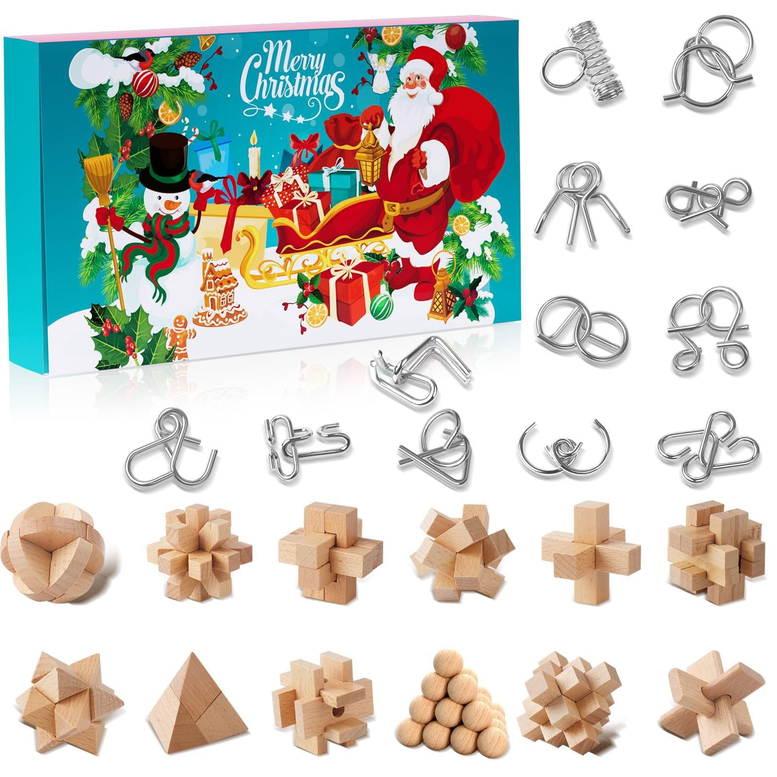 Advent Calendar Blind Box Set Christmas 24 Brain Teasers
