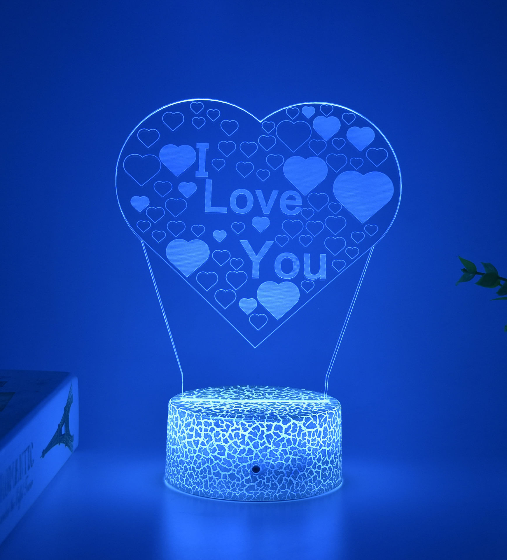 Night Light 3d Valentine's Day Heart Com Controle Remoto