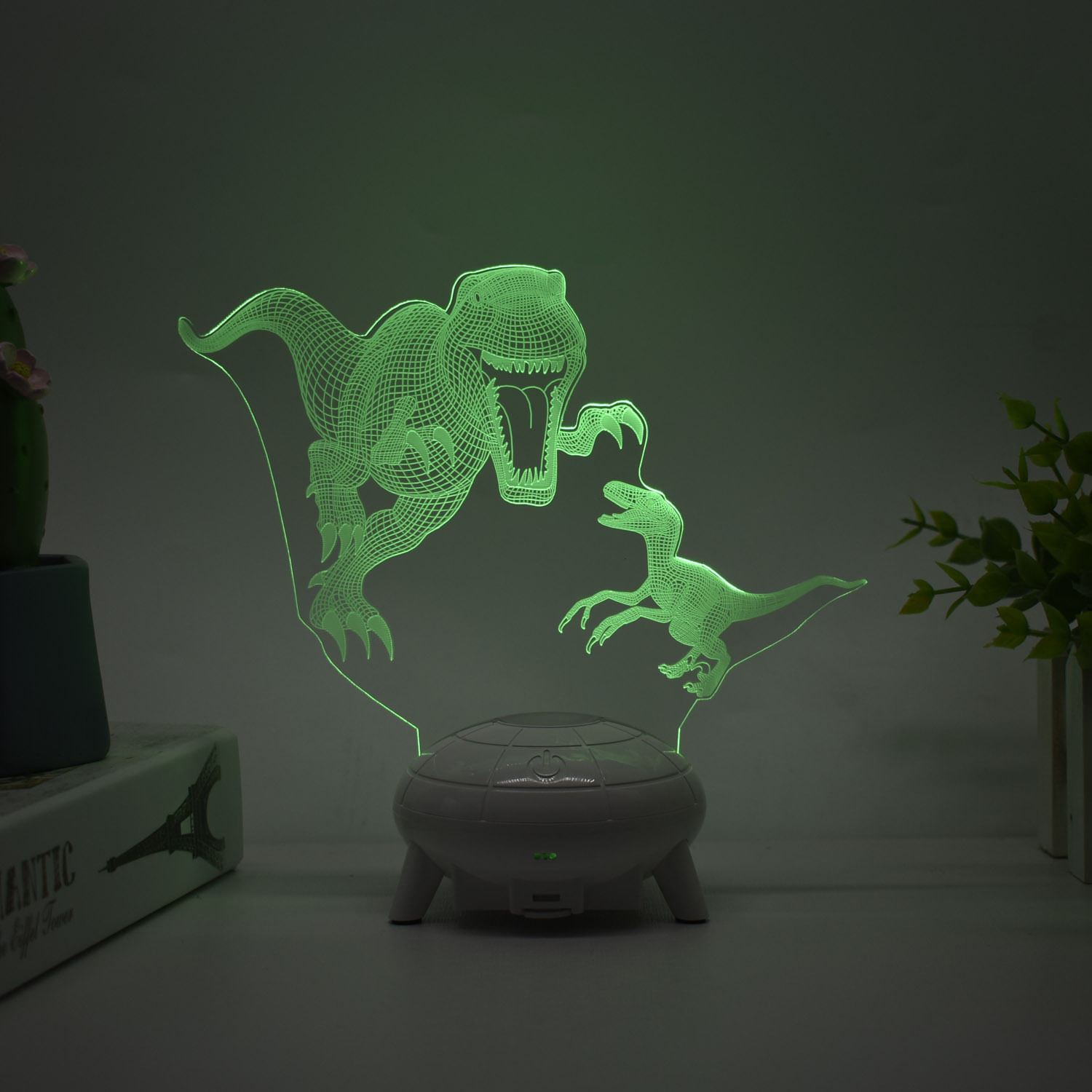 Luz Noturna 3d Jurassic Parks Dinosaur Led Decorative