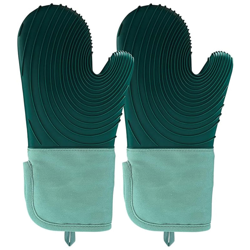 Luvas De Silicone Resistentes Ao Calor Para Microondas - Verde Escuro