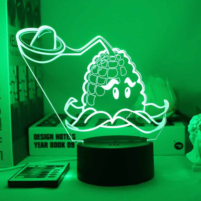 Jogo 3D Night Light Plants Vs. Quarto Zombies Corn Cannon