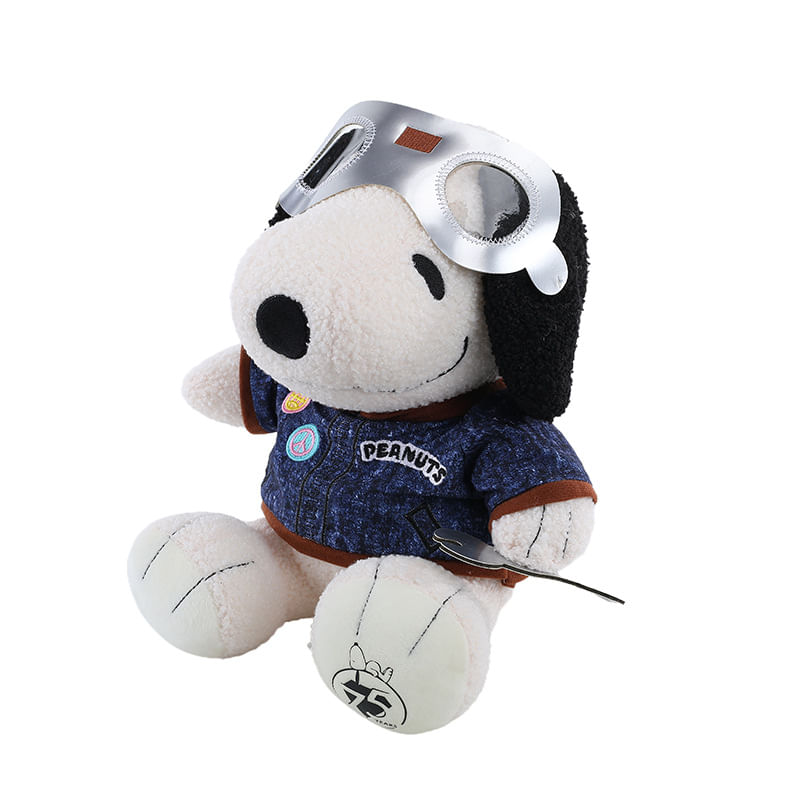 Plush Doll Toy Pilot Dog Blue 35 Cm Com Macacão Para Crianças