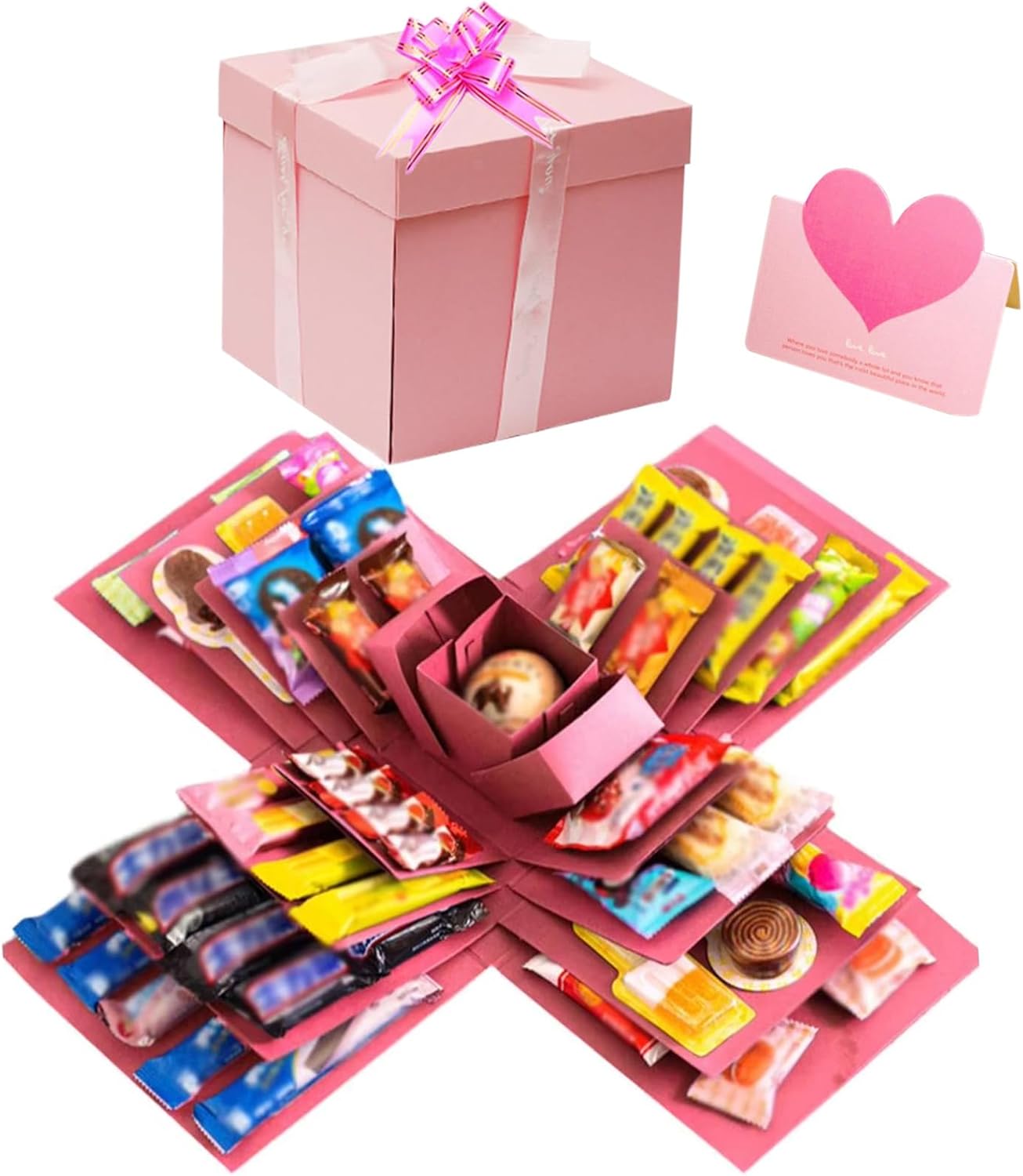 Caixa De Presente Explosion Rosa De Cinco Camadas Com Álbum De Recortes Diy