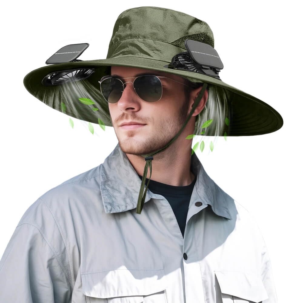 Ventiladores Duplos De Aba Larga Hat Inkarts Solar Power Wide Brim Upf 50+