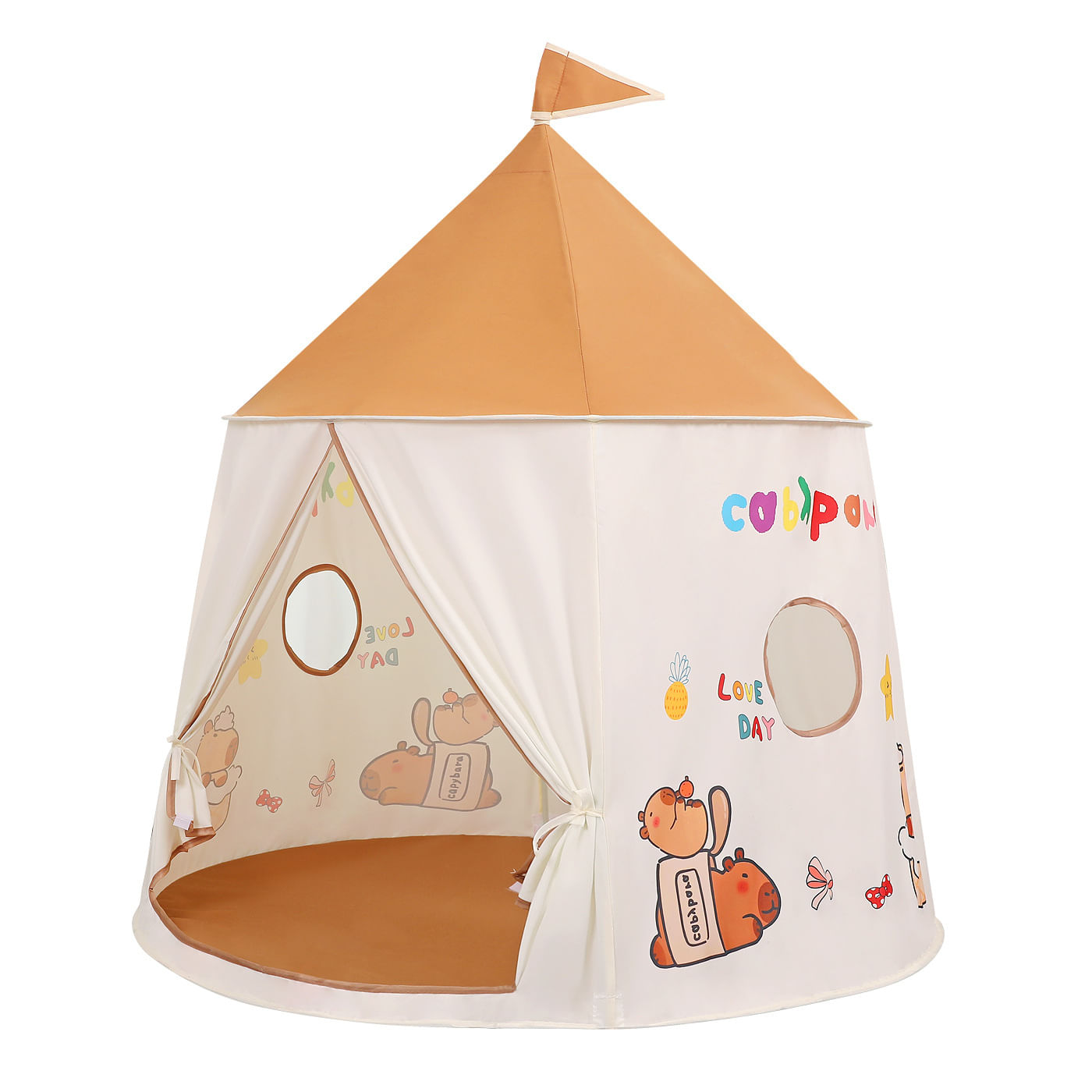 Tenda Teepee Play Green Kids Portable Playhouse Brown