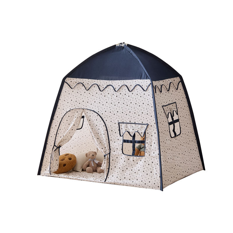 Tenda De Jogos De Lona De Algodão Azul Para Crianças, Interior E Exterior