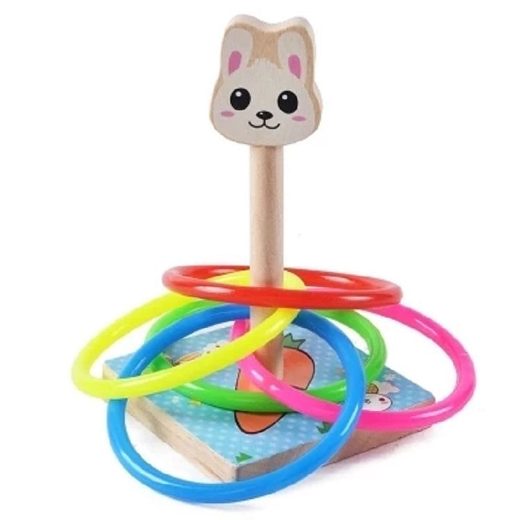 Wooden Ring Toss Game Rabbit Design Para Crianças